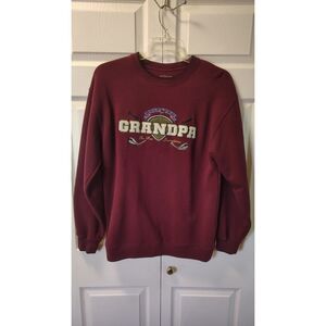 Croft & Barrow Retro Maroon Golf Grandpa Embroidered Crewneck Sweater Small